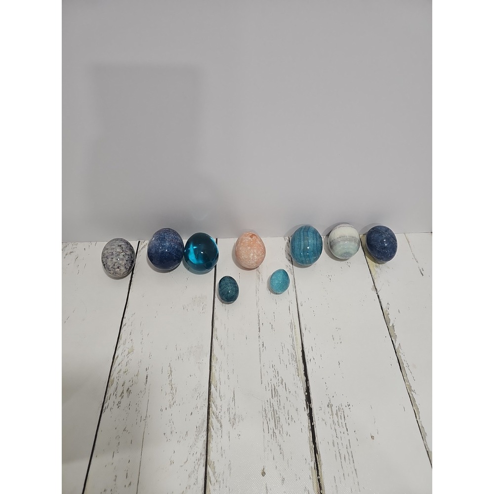 Lot of 9 Gemstone / Rock Polished Eggs!